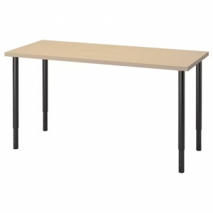 이케아 구매대행 이케몰,이케아 MÅLSKYTT 몰쉬트 / OLOV 올로브 책상, 자작나무/블랙, 140x60cm (794.177.60),IKEA